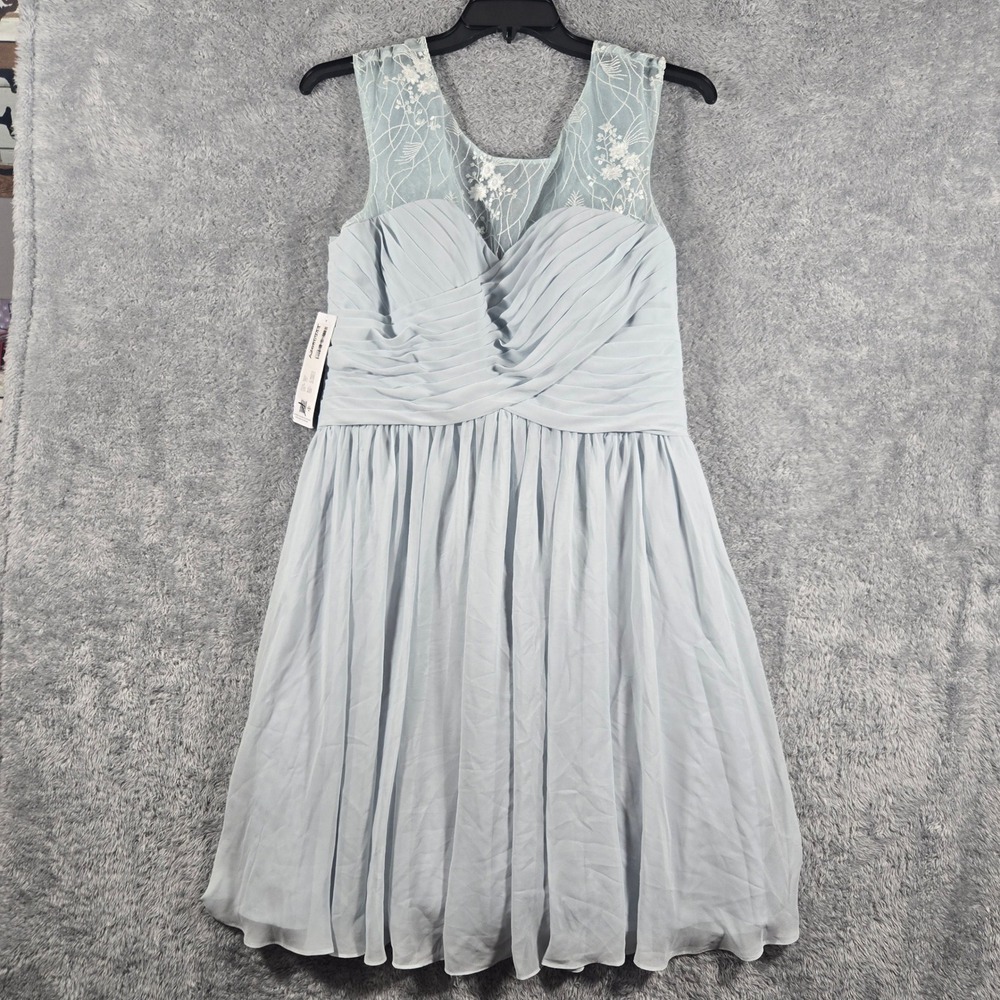 Azazie Betty Mist Blue Chiffon Embroidered Bridesmaid Dress A14 AZ686944 New
